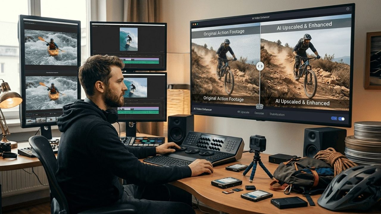 What an AI video upscaler recovers from the action camera footage you never used