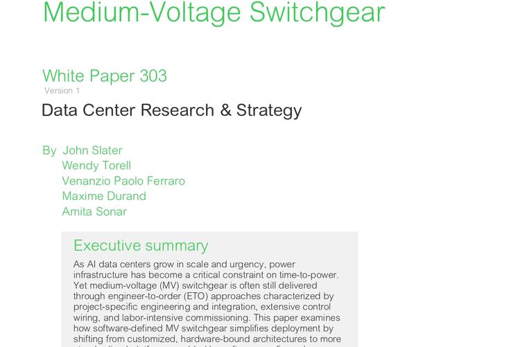 Accelerating AI data center deployment with software-defined medium-voltage switchgear