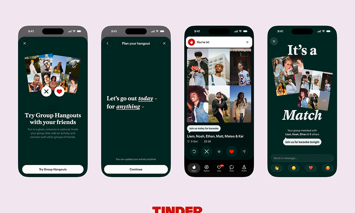 Tinder now lets groups match around shared activities